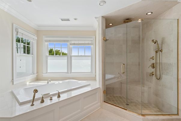 Bathroom, Glass Shower, Interior, Recessed Lighting
