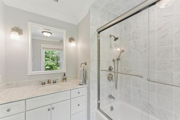 Bathroom, Glass Shower, Interior, Marble Walls