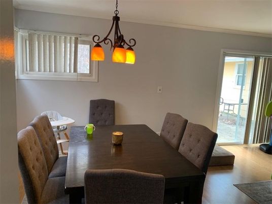 Chandelier, Dining room, Interior, Wood Texture Flooring