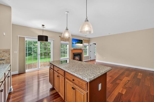 Fireplace, Interior, Pendant Lights, Wood Texture Flooring
