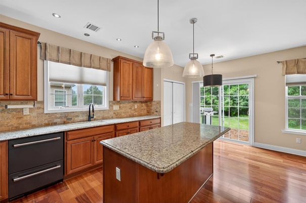 Interior, Kitchen, Pendant Lights, Recessed Lighting, Wood Texture Flooring