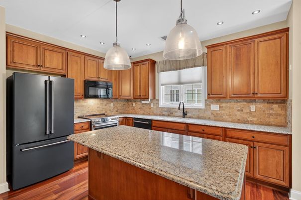 Interior, Kitchen, Pendant Lights, Recessed Lighting, Wood Texture Flooring