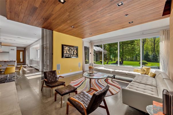 Interior, Living room, Recessed Lighting, Wooden Ceilings