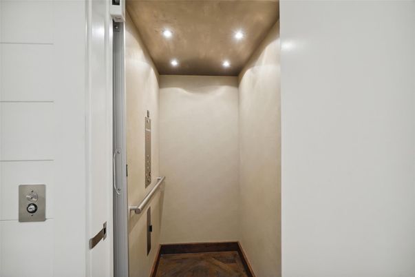 Elevator, Interior, Recessed Lighting, Wood Texture Flooring