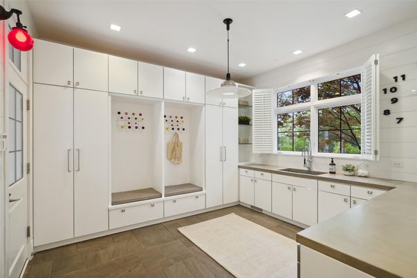 Interior, Kitchen, Pendant Lights, Recessed Lighting, Wood Texture Flooring