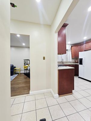 Interior, Kitchen, Recessed Lighting, Wood Texture Flooring