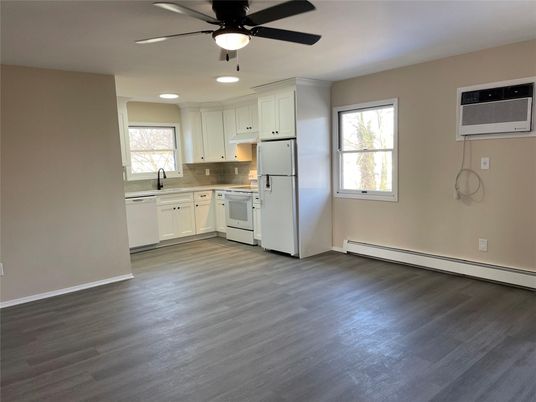 Interior, Kitchen, Recessed Lighting, Wood Texture Flooring
