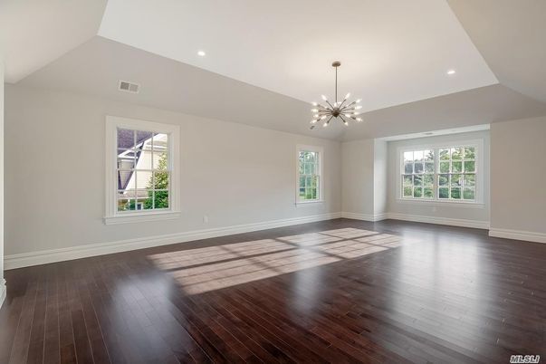Empty room, Interior, Pendant Lights, Recessed Lighting, Wood Texture Flooring