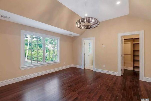 Chandelier, Empty room, Interior, Recessed Lighting, Wood Texture Flooring