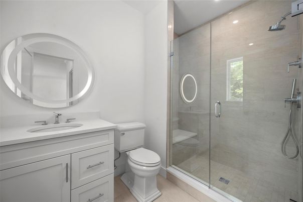 Bathroom, Glass Shower, Interior, Recessed Lighting