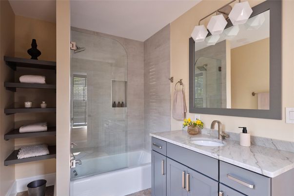 Bathroom, Dual Sink Vanities, Glass Shower, Interior