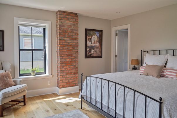 Bedroom, Interior, Stone Walls, Wood Texture Flooring