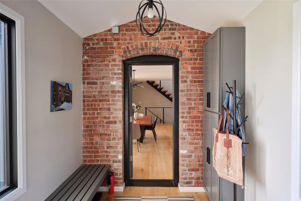 Interior, Stone Walls, Wood Texture Flooring