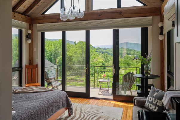 Bedroom, Interior, Pendant Lights, Wood Texture Flooring