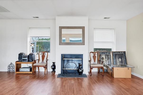 Fireplace, Home Office, Interior, Wood Texture Flooring