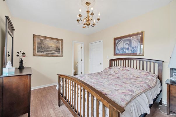 Bedroom, Chandelier, Interior, Wood Texture Flooring
