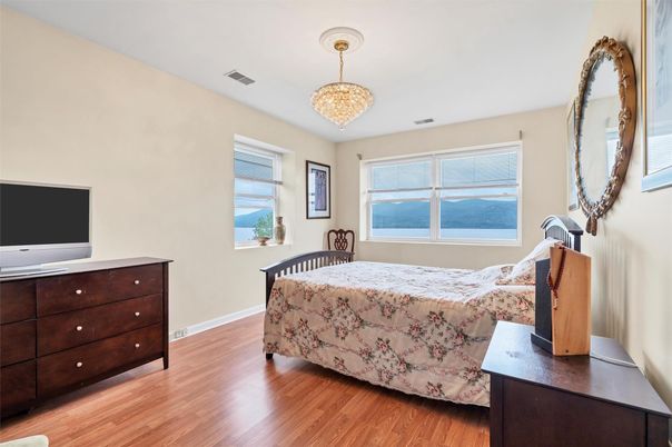 Bedroom, Chandelier, Interior, Wood Texture Flooring