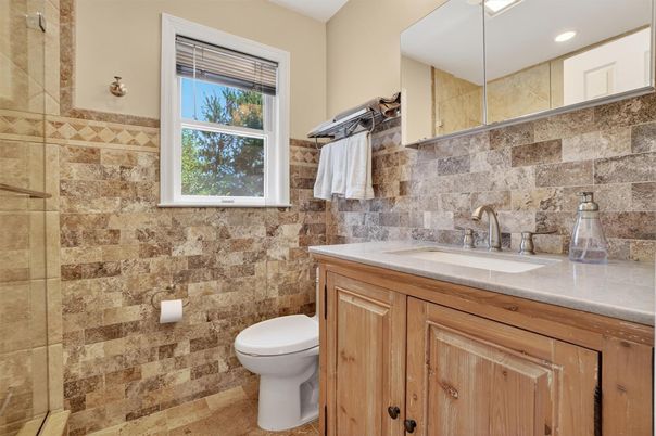 Bathroom, Interior, Recessed Lighting, Stone Walls