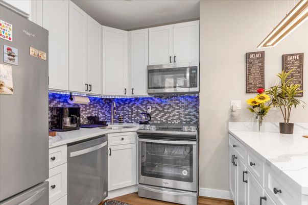 Interior, Kitchen, Stainless Steel Appliances, Wood Texture Flooring