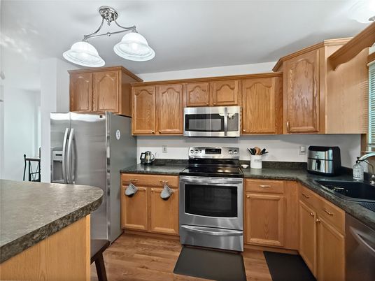 Interior, Kitchen, Stainless Steel Appliances, Wood Texture Flooring