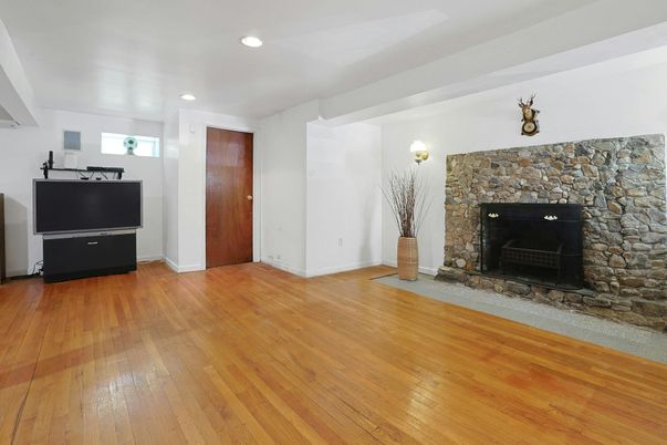 Fireplace, Interior, Recessed Lighting, Wood Texture Flooring