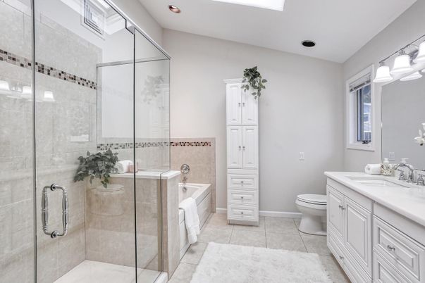 Bathroom, Glass Shower, Interior, Recessed Lighting
