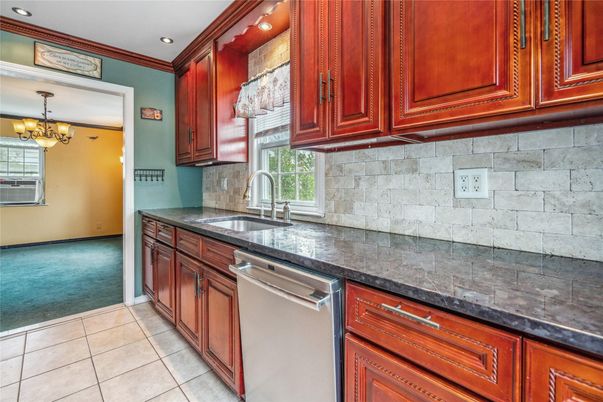 Interior, Kitchen, Recessed Lighting, Stainless Steel Appliances, Stone Walls