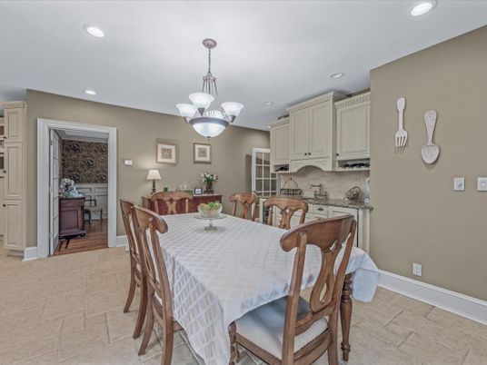 Chandelier, Dining room, Interior, Kitchen, Recessed Lighting