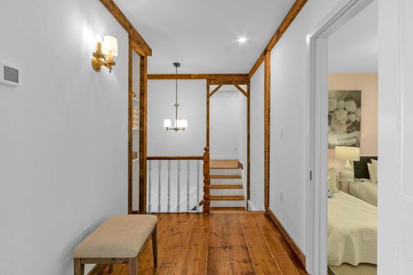 Bedroom, Interior, Pendant Lights, Recessed Lighting, Wood Texture Flooring
