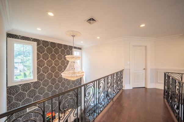 Chandelier, Interior, Recessed Lighting, Wood Texture Flooring