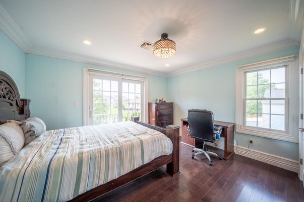 Bedroom, Home Office, Interior, Recessed Lighting, Wood Texture Flooring