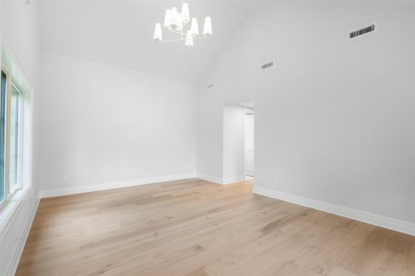 Chandelier, Empty room, Interior, Wood Texture Flooring