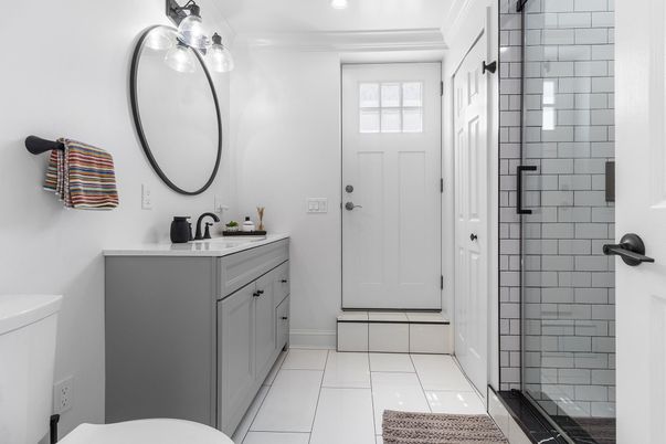 Bathroom, Glass Shower, Interior, Recessed Lighting