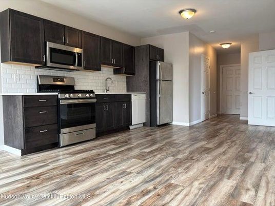 Interior, Kitchen, Stainless Steel Appliances, Wood Texture Flooring