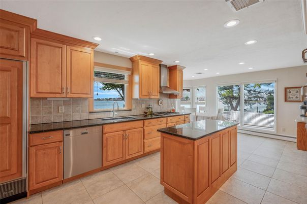 Interior, Kitchen, Recessed Lighting, Stainless Steel Appliances, Water