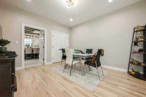 Home Office, Interior, Recessed Lighting, Wood Texture Flooring
