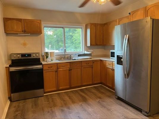 Interior, Kitchen, Stainless Steel Appliances, Wood Texture Flooring