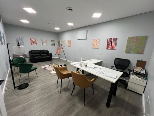 Home Office, Interior, Recessed Lighting, Wood Texture Flooring