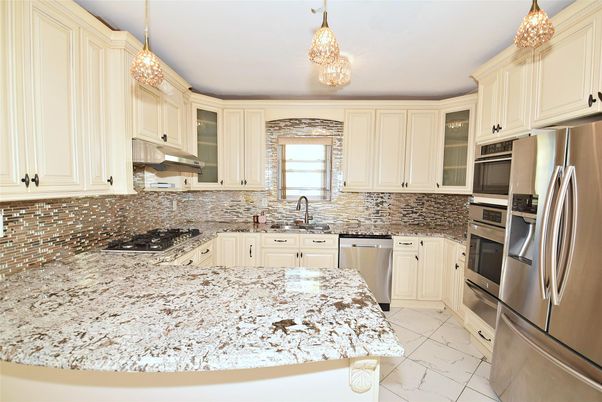 Interior, Kitchen, Marble, Pendant Lights, Stainless Steel Appliances