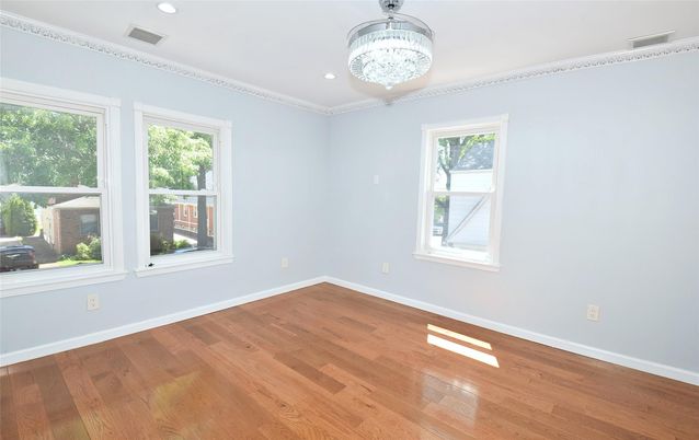 Chandelier, Empty room, Interior, Recessed Lighting, Wood Texture Flooring