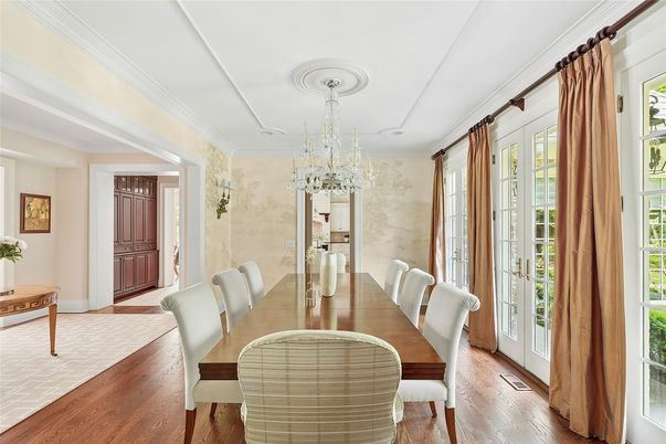 Chandelier, Dining room, Interior, Wood Texture Flooring