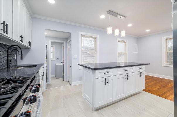 Interior, Kitchen, Pendant Lights, Recessed Lighting, Wood Texture Flooring