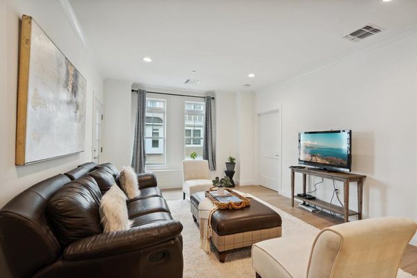 Interior, Living room, Recessed Lighting, Wood Texture Flooring