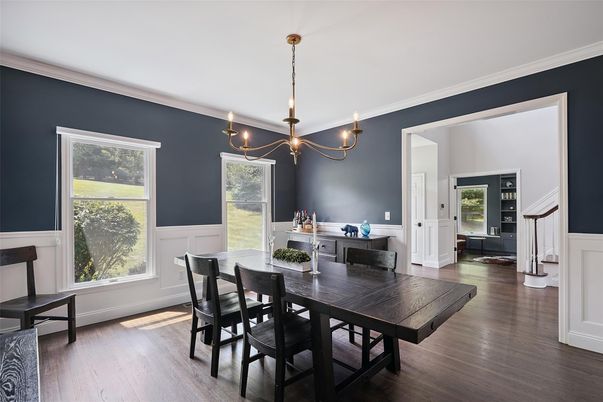 Chandelier, Dining room, Interior, Wood Texture Flooring