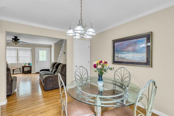 Chandelier, Dining room, Interior, Wood Texture Flooring