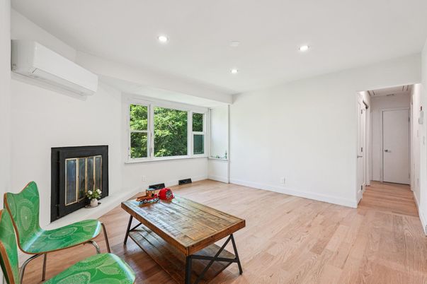 Fireplace, Interior, Recessed Lighting, Wood Texture Flooring