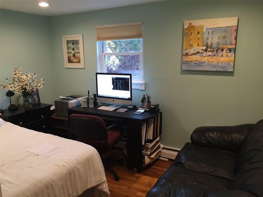 Home Office, Interior, Recessed Lighting, Wood Texture Flooring