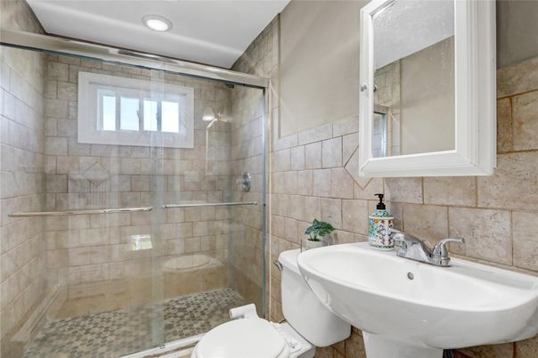 Bathroom, Glass Shower, Interior, Recessed Lighting
