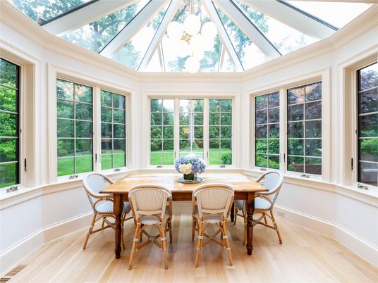 Dining room, Glass Ceilings, Interior, Sun Room, Wood Texture Flooring