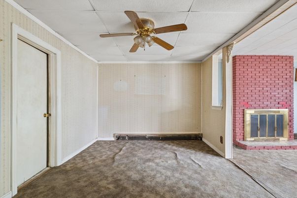 Empty room, Fireplace, Interior, Stone Walls